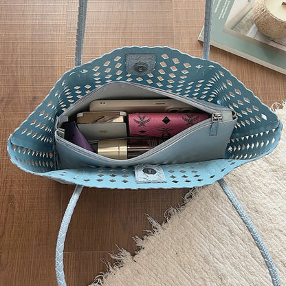 Woven Hollow Shoulder Bag – Women's Summer Beach Handbag & Purse