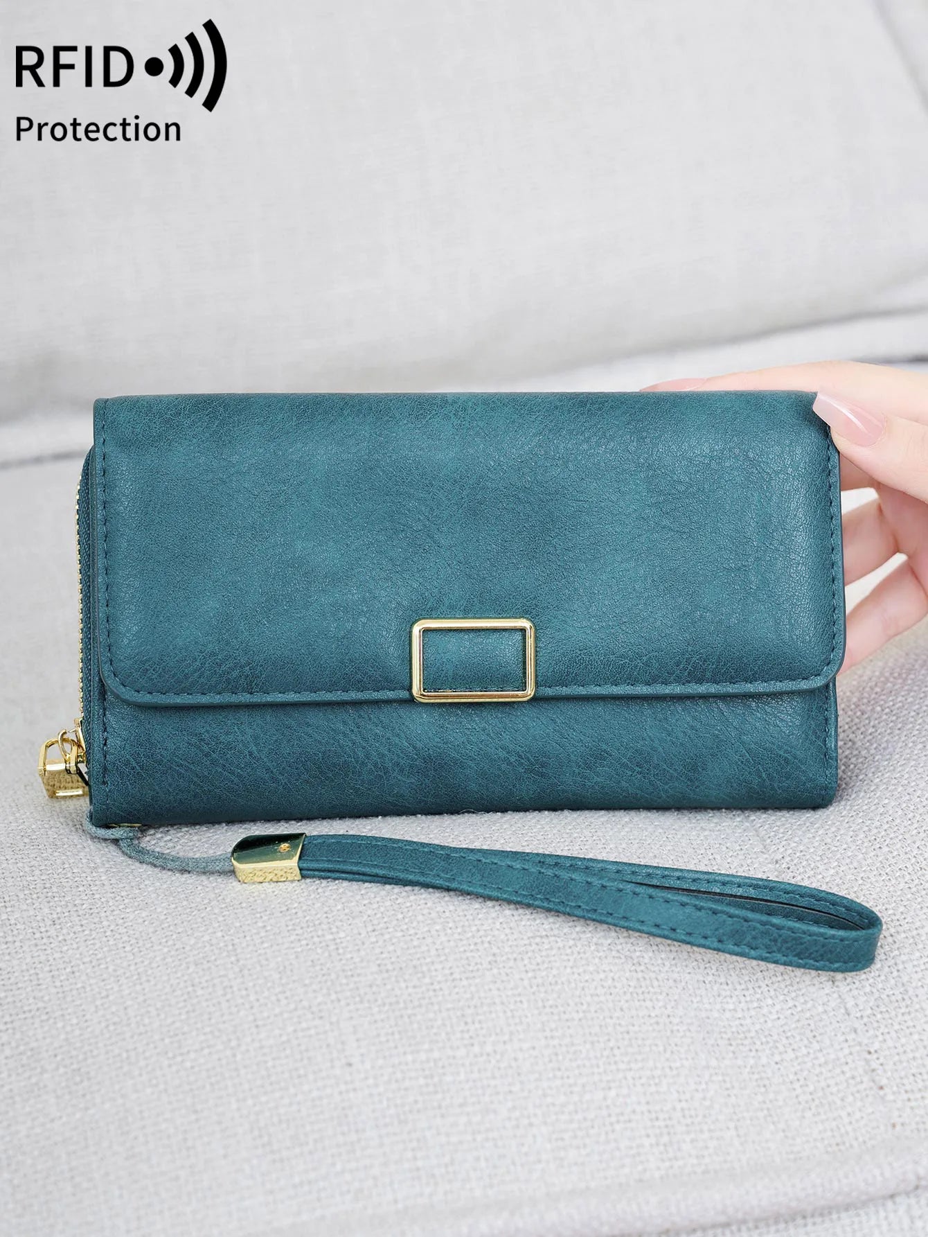 RFID Blocking Trifold Wallet for Women – Vintage Multifunction Long Cardholder