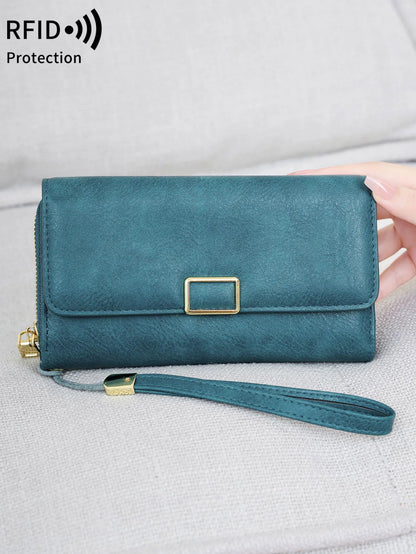 RFID Blocking Trifold Wallet for Women – Vintage Multifunction Long Cardholder