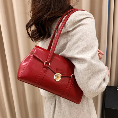 Retro PU Leather Shoulder Bag – Women's Vintage Underarm Tote