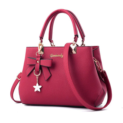 Women's Designer Handbag – Bow Accent & Star Charm Tote