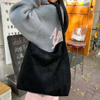 Women's Large Shoulder Tote Bag – Casual Suede-Look Handbag