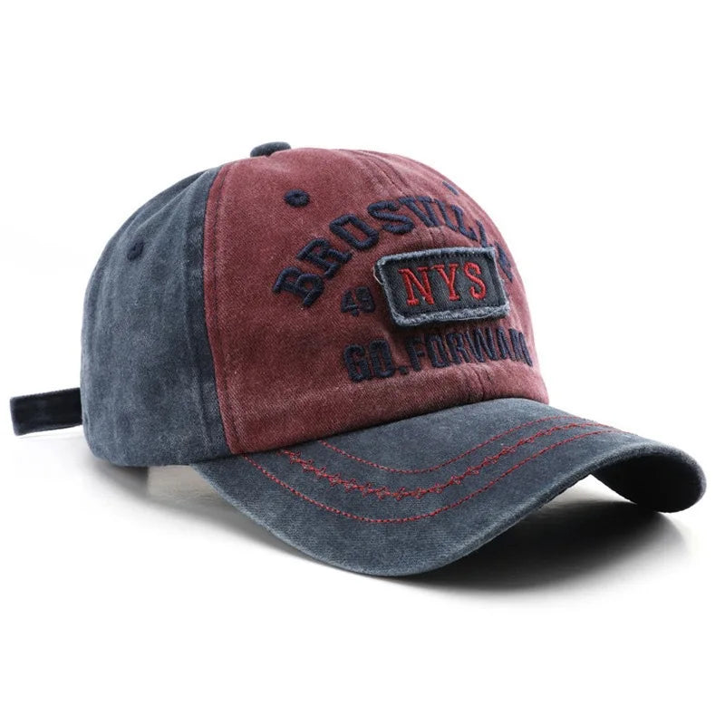 Retro Embroidered Baseball Cap – Washed Cotton Snapback Hat