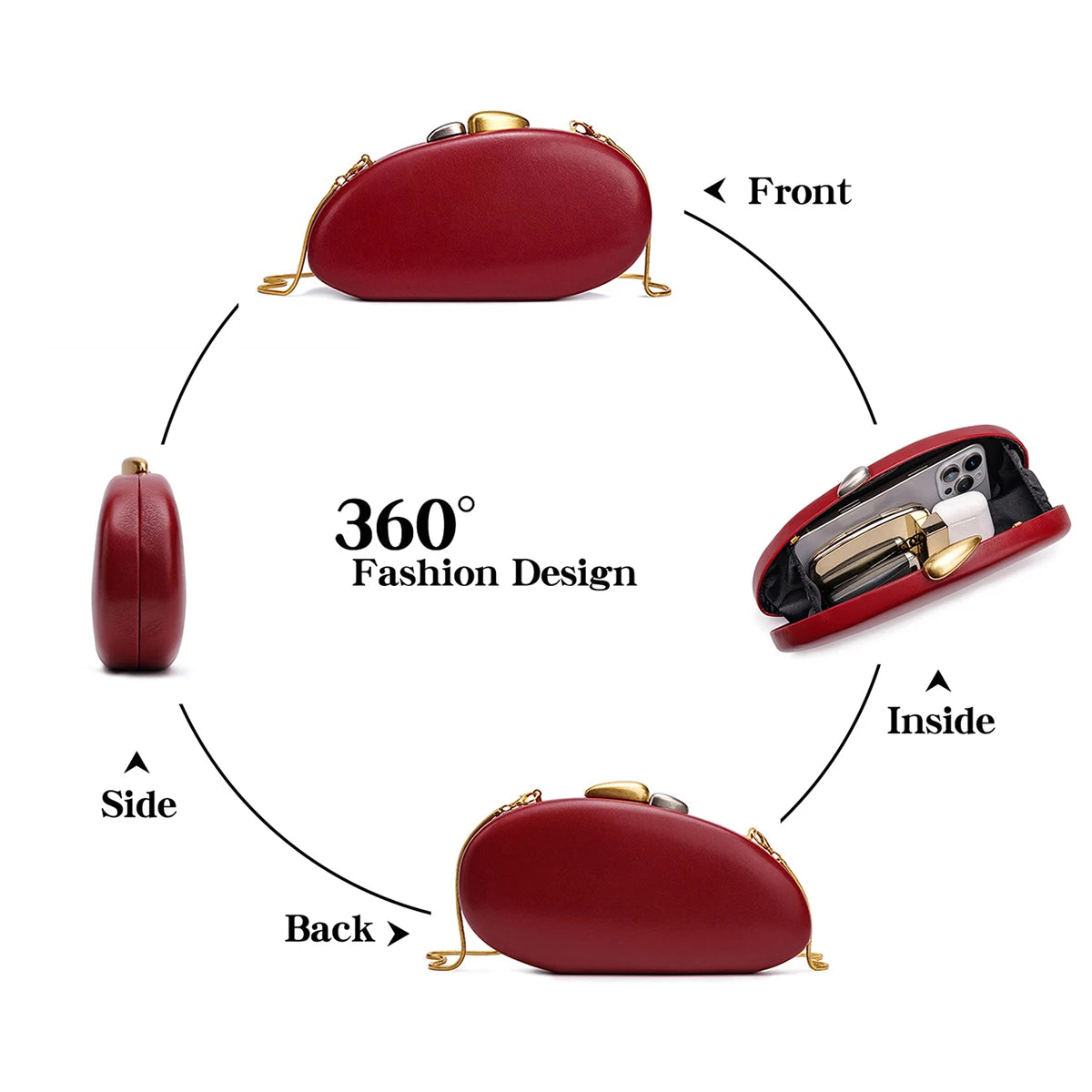 Shell-Shaped Evening Clutch Bag – Women's Luxury Crossbody Purse