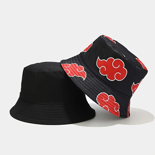 Japanese Anime Cartoon Red Cloud Mbroidery Bucket Hat Cotton Akatsuki Fisherman Outdoors Sunscreen
