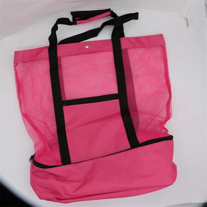 Large Mesh Beach Tote Bag with Waterproof Bottom