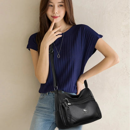 Crossbody Shoulder Bag for Women – Soft PU Leather, Multi-Pocket