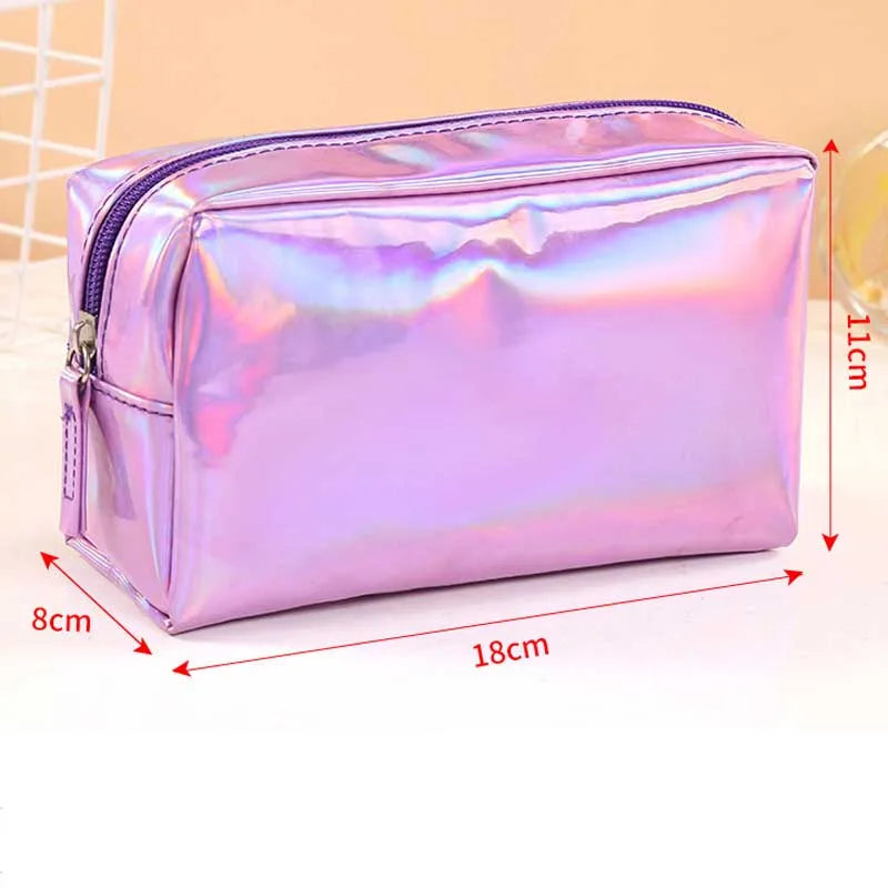 Holographic Laser Makeup Bag – Travel Cosmetic Organizer Pouch