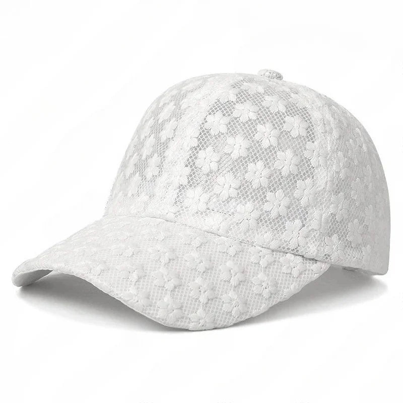 Summer Women S Lightweight Office Lady Lace Baseball Cap Embroidered Flowers Mesh Ventilation Sun
