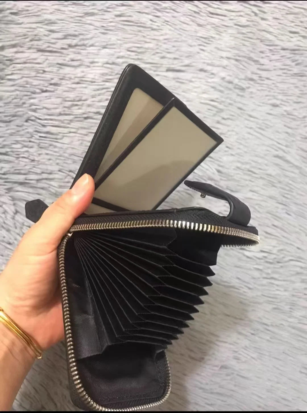 Ostrich Leather Men's Multi-Card Holder Wallet with Zipper