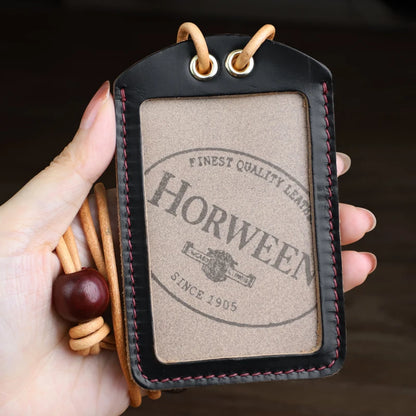 Horween Leather ID Badge Holder with Lanyard