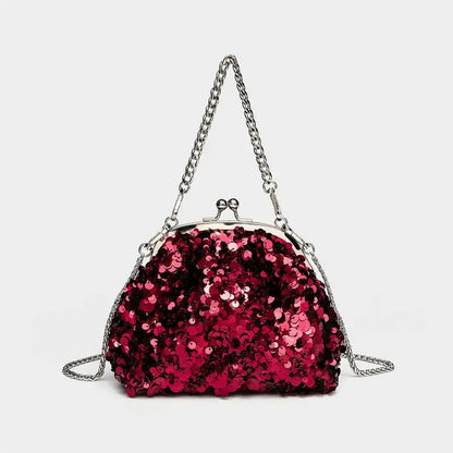 Sequin Kiss Lock Clutch Bag – Women's Elegant Evening Shoulder Bag