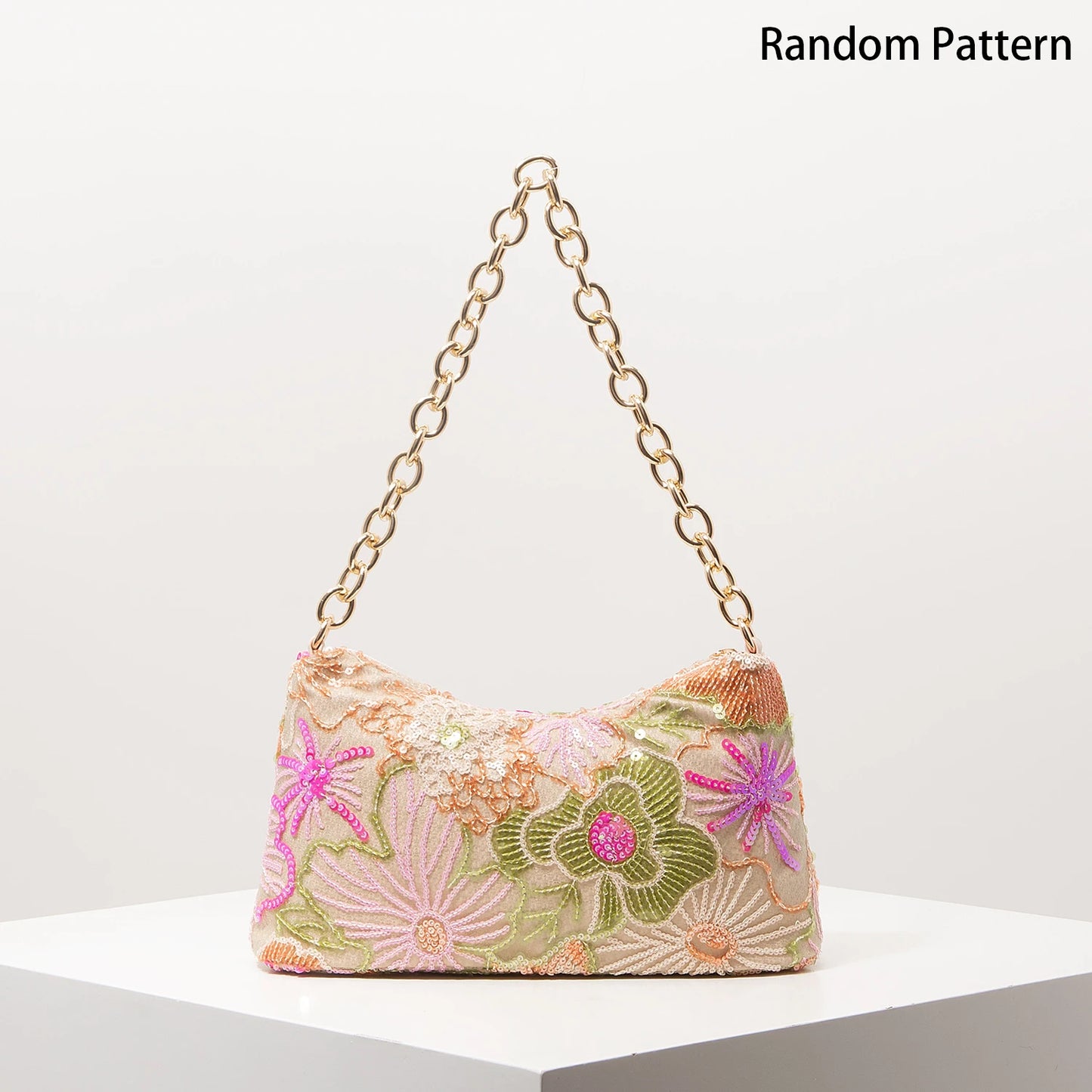 Floral Sequin Embroidery Shoulder Bag – Gala & Prom