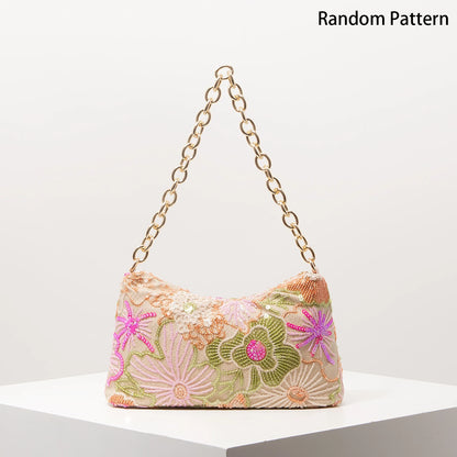 Floral Sequin Embroidery Shoulder Bag – Gala & Prom
