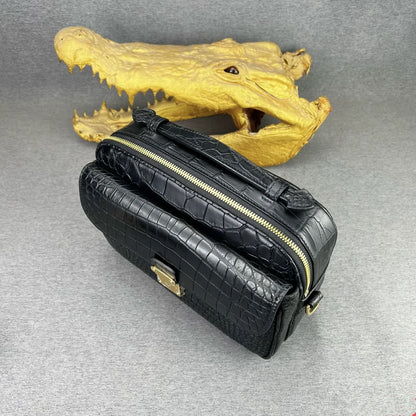 Crocodile Leather Crossbody Bag for Men – Luxury Flap Shoulder Bag