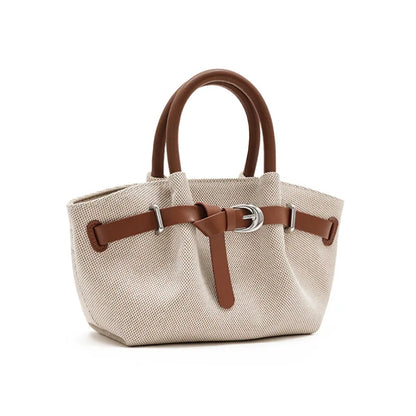 Canvas Belt Buckle Tote Bag – Large Capacity
