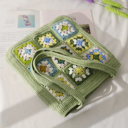 Bohemian Paisley Crochet Women Shoulder Bags Knitting Large Tote Bag Casual Lady Handbags Big