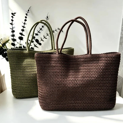 Woven Straw Tote Bag – Large Beach Shoulder Bag for Women