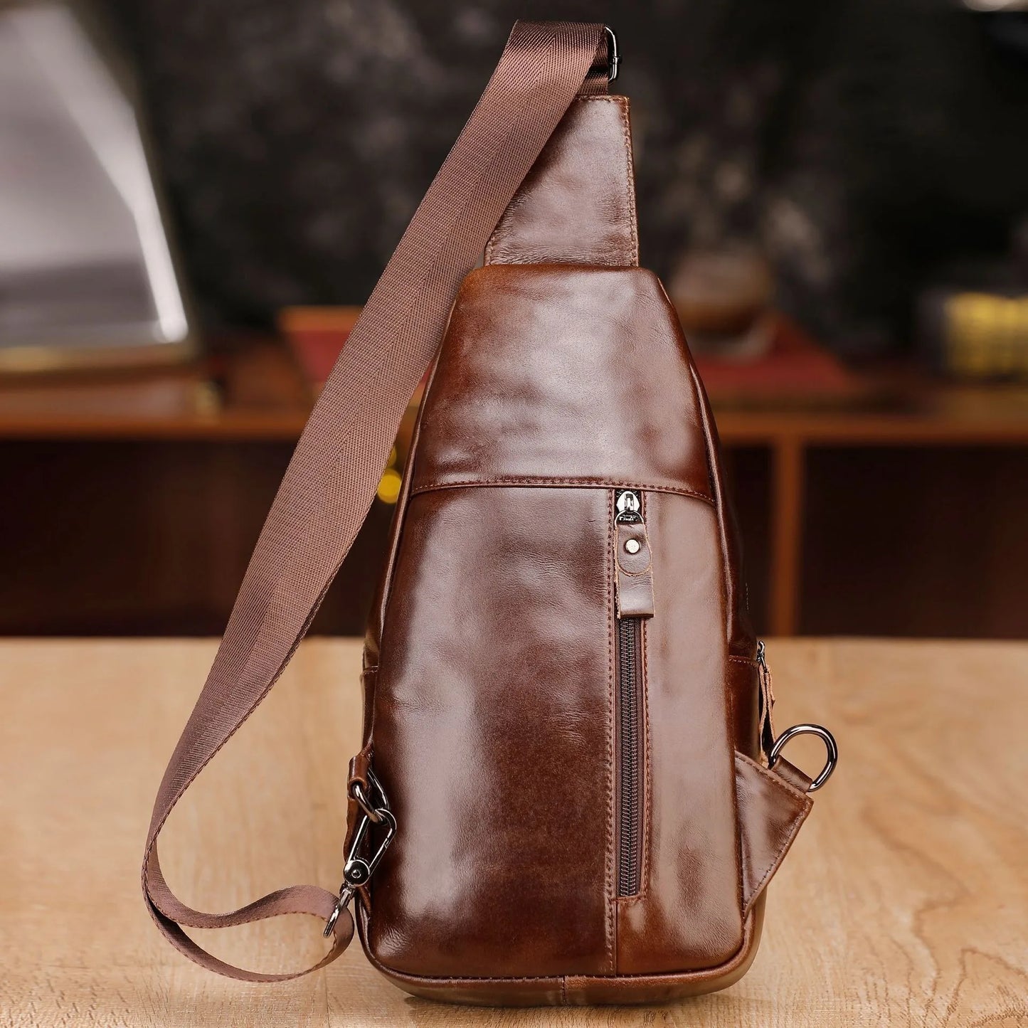 Genuine Leather Sling Bag for Men – Casual Chest & Shoulder Crossbody