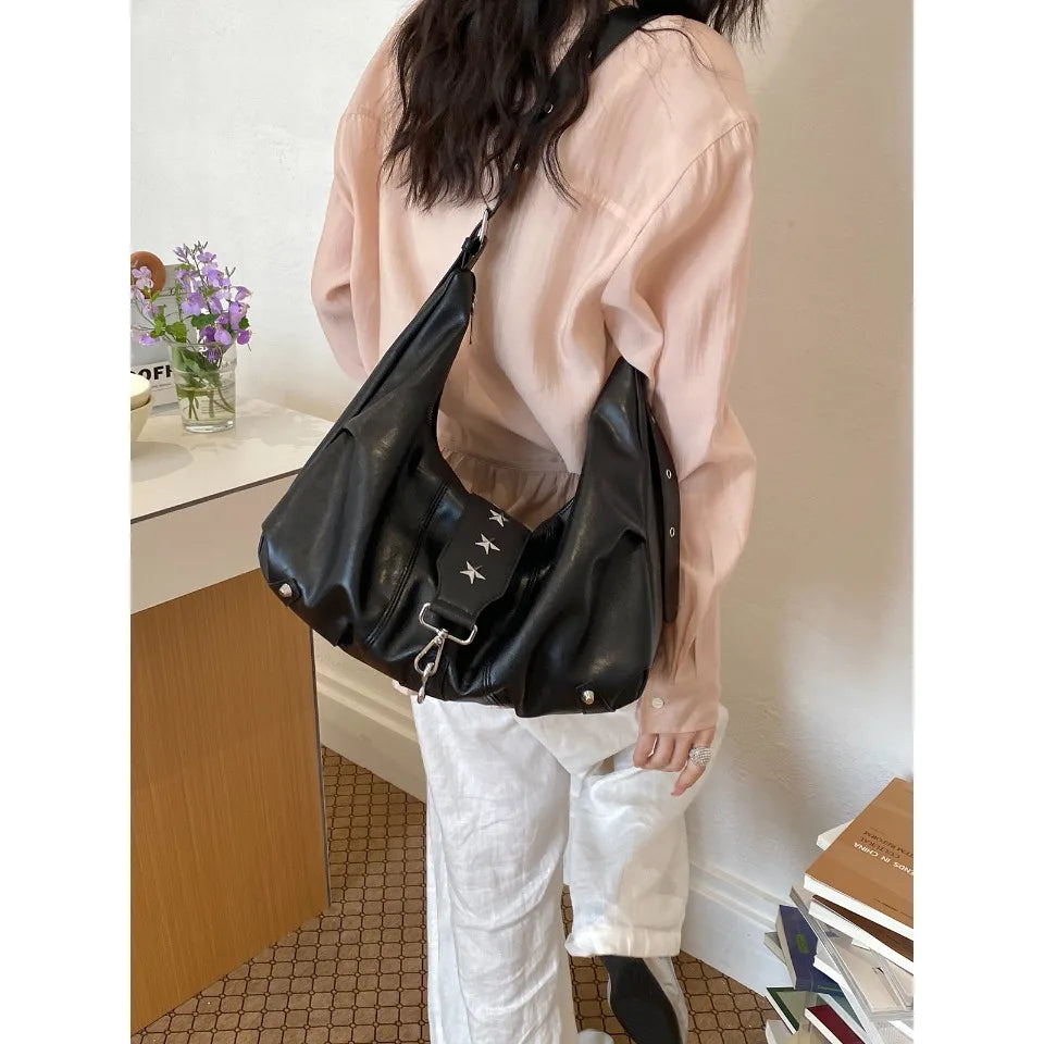 Retro PU Leather Crossbody Bag for Women – Large Capacity