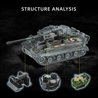 Tiger Tank MOC Building Set – 1:28 Scale WWII Military Blocks
