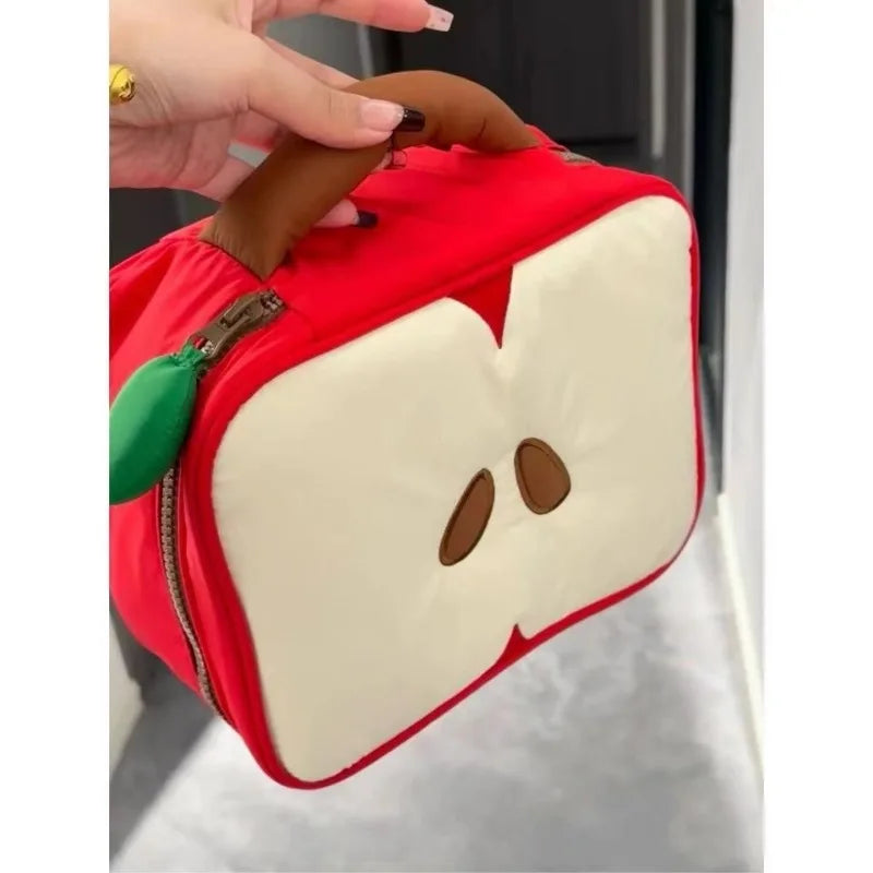 Cartoon Apple Pattern Makeup Bag Women Travel Storage Pounch Cosmetics Toiletry Female S Handbag