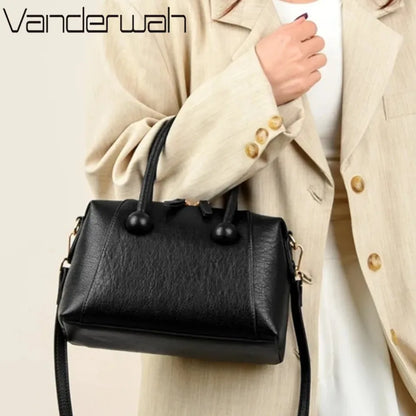Soft Leather Women's Handbag – Shoulder Tote & Crossbody Bag