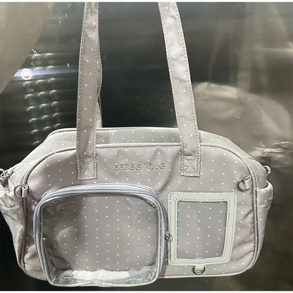 Kawaii Itabag Polka Dot Crossbody Bag with Clear Pin Display Window