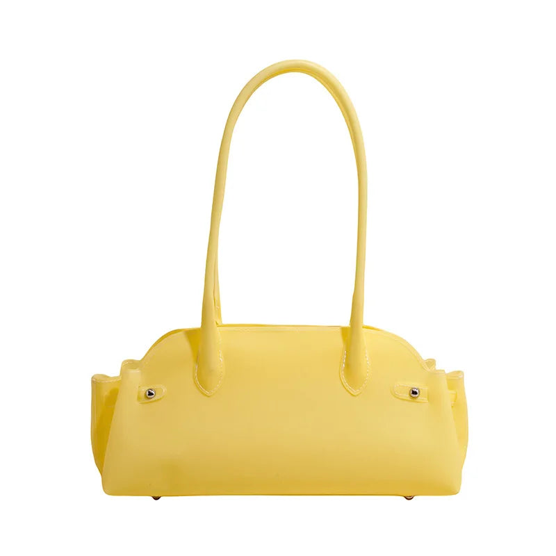 Women's PVC Shoulder Bag Solid Color Casual Tote Handbag