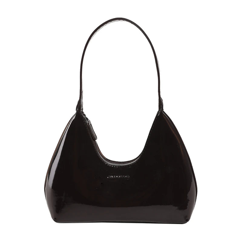 Moods French Style Single Shoulder Bags Women Dazzling Color Patent Leather Underarm Bag Luxury