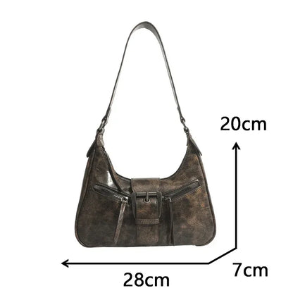 Y2K Retro PU Leather Shoulder Bag – Vintage Crossbody Underarm Bag