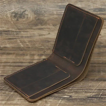 Men's Crazy Horse Leather Bifold Wallet with Card Slots