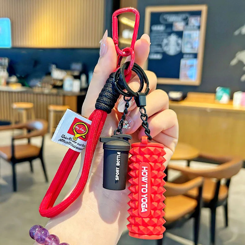 Gym Fitness Keychain Set – Dumbbell, Weight Plate & Shaker Charm