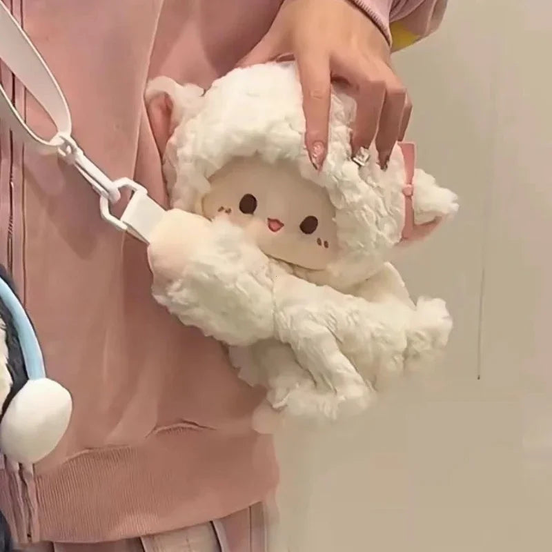 Kawaii Plush Animal Crossbody Bag for Women – Cute Penguin & Sheep Shoulder Purse
