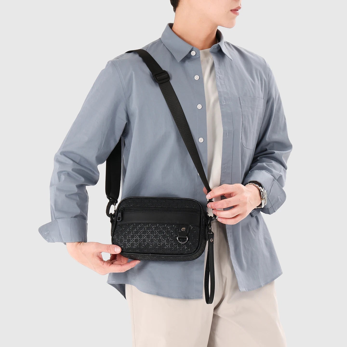 Men's PU Leather Crossbody Bag – Business Shoulder Bag for Work & Travel