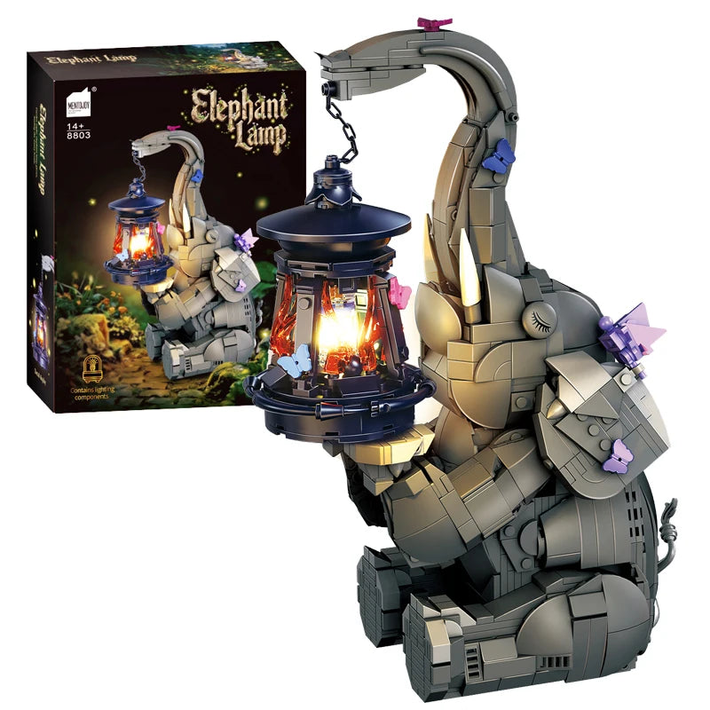 Elephant Lamp Building Blocks Set with LED Night Light Lantern