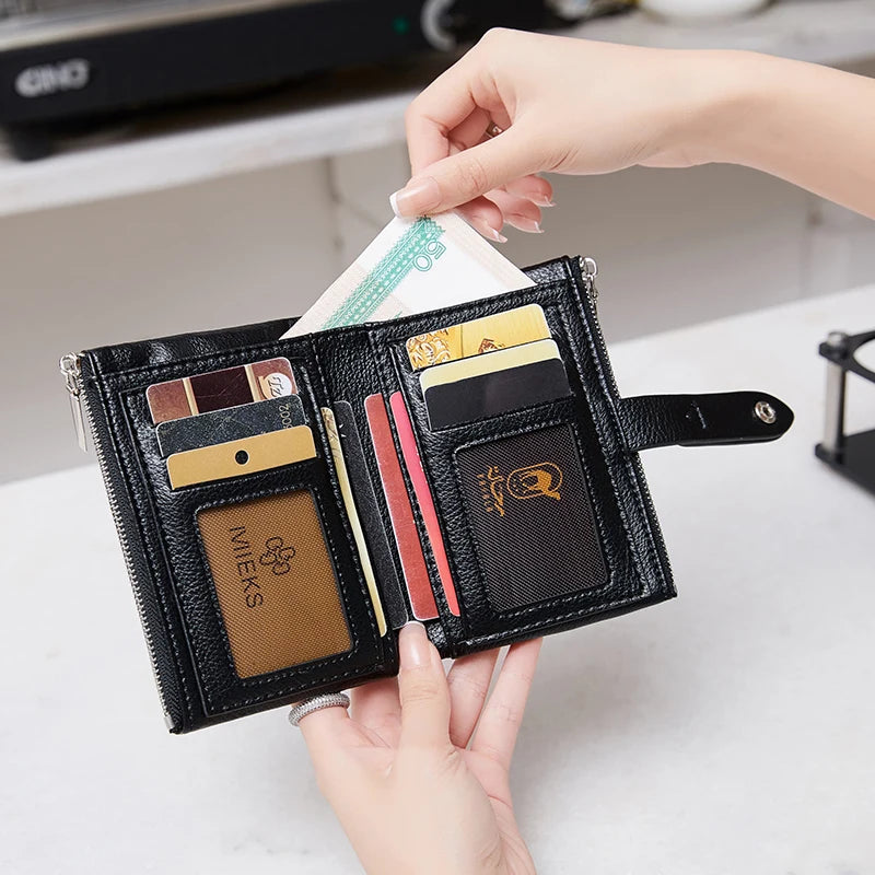 Slim Zipper Coin Purse with Multiple Card Slots
