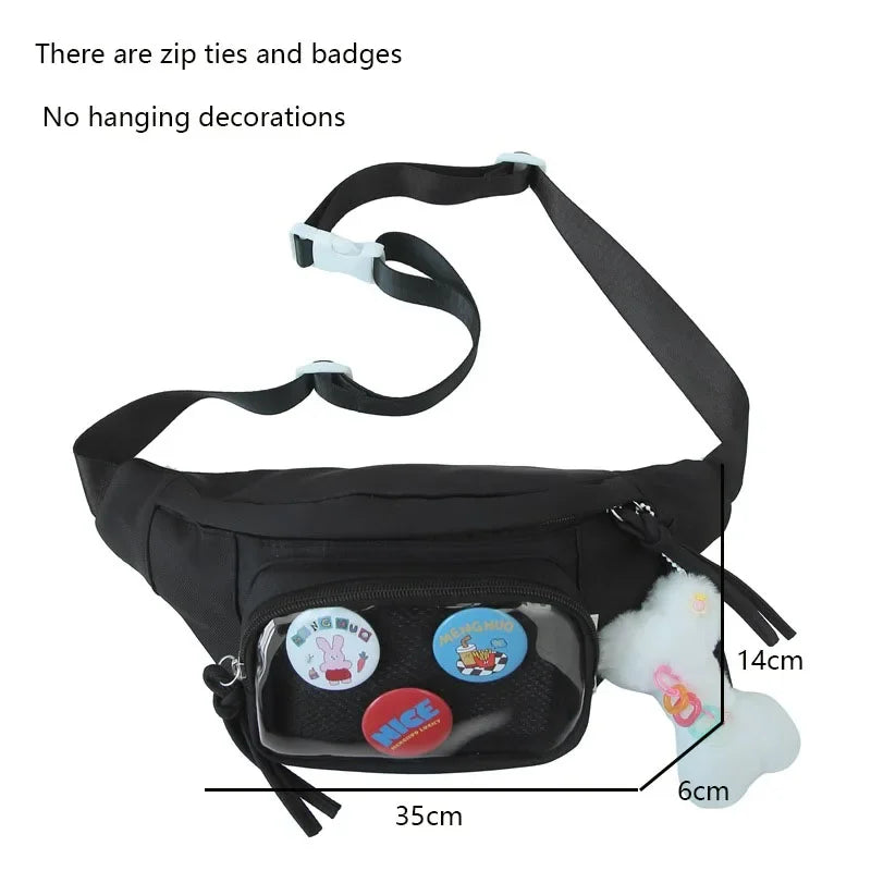 Kawaii Itabag Clear Window Fanny Pack Waist Bag for Pin Display