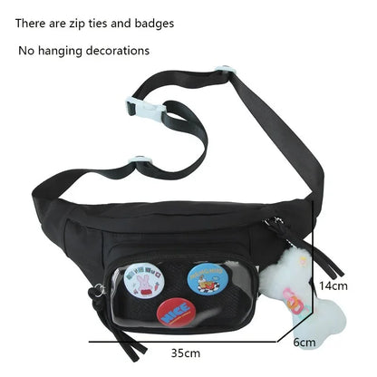 Kawaii Itabag Clear Window Fanny Pack Waist Bag for Pin Display