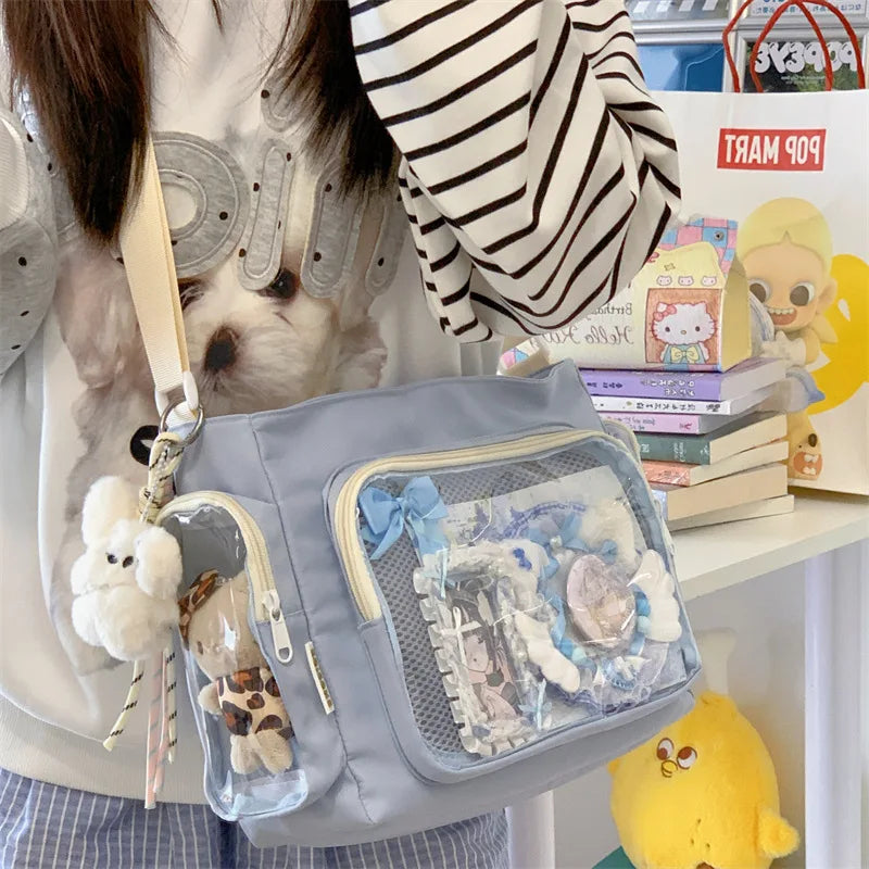 Trendy Transparent Simple Crossbody Bag Girls Large Capacity School Shoulder Comfortable Versatile
