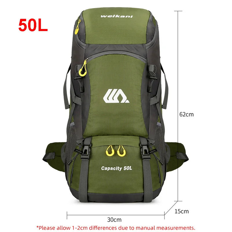 50L Hiking Backpack – Waterproof Travel Bag with Rain Cover