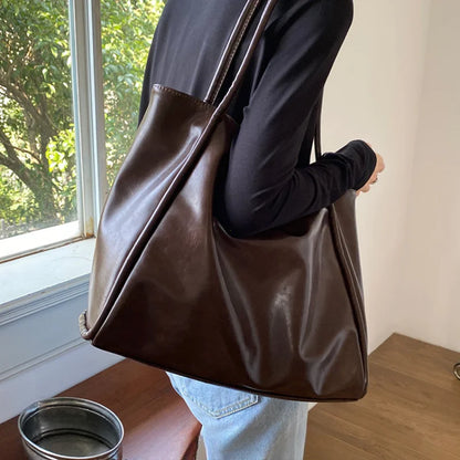 Large PU Leather Tote Bag – Soft Shoulder Bag for Women