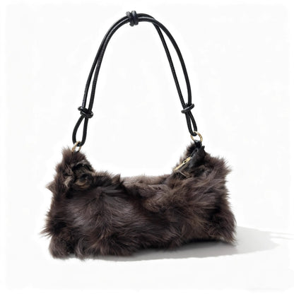 Real Fox Fur Woman Ladies Crossbody Bags Designer Luxury Handbags Women Handbag Shoulder Bag Fuzzy