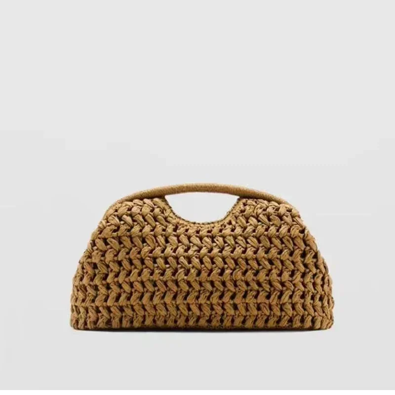 Raffia Crochet Beach Bag – Handmade Woven Clutch Handbag