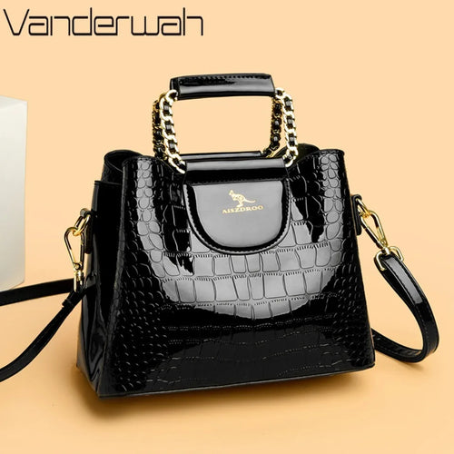 Luxury PU Leather Handbag for Women – 3-Layer Tote, Shoulder & Crossbody Bag