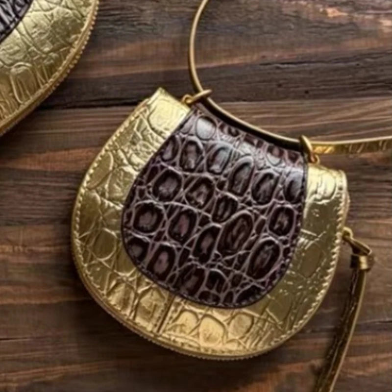 Crocodile Embossed Saddle Bag – Luxury Women's Crossbody