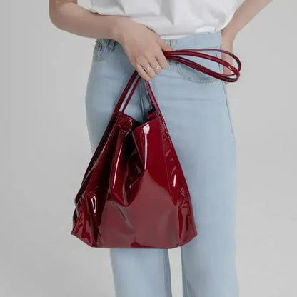 Patent Leather Women's Tote Shoulder Bag – Large Capacity Handbag