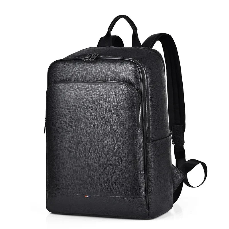Genuine Leather Men's Backpack – 15.6" Laptop Bag