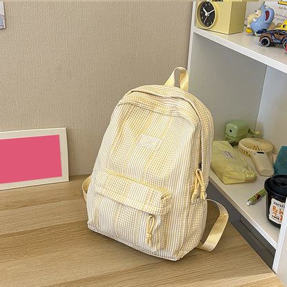 Cute Pastel Stripe Backpack for Teen Girls – Soft School Bag