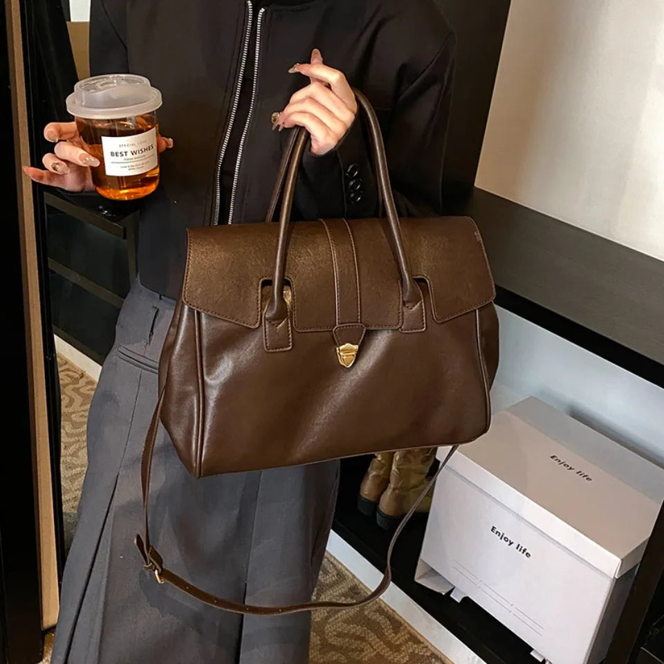 Boston Bag – Women's Luxury PU Leather Top-Handle Shoulder Bag